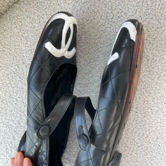Authentic CHANEL Cambon Maryjane Ballerina Flats Black and White Shoes 36 - Picture 5 of 8